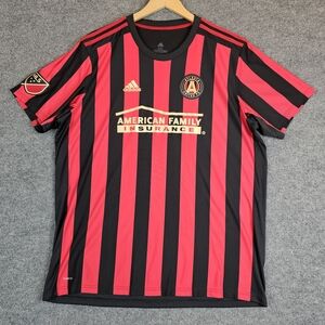 Adidas Red and Black Striped Soccer‎ Jersey